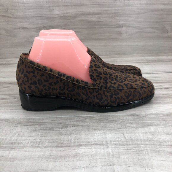 Alex Marie Loafer Shoes Womens 7.5 Leopard Print Suede Slip On - Picture 1 of 11